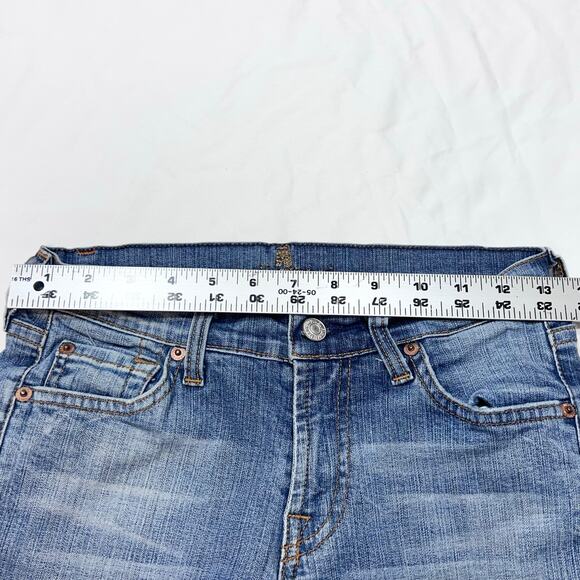 7 For All Mankind Bootcut Jeans Women 25W x 32L Distressed Dark Washed Denim - Picture 7 of 11